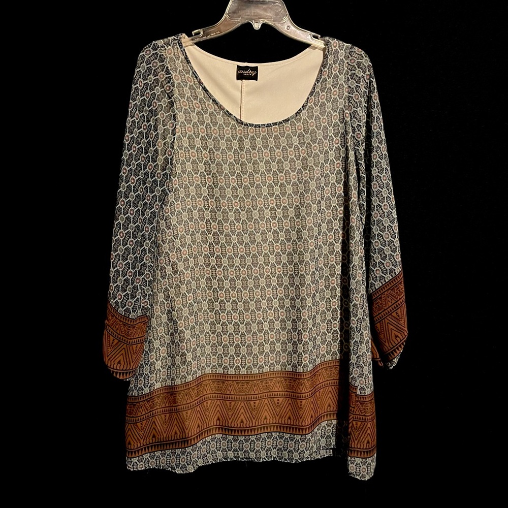 Audrey Shabby Chic Blue & Brown Tunic
